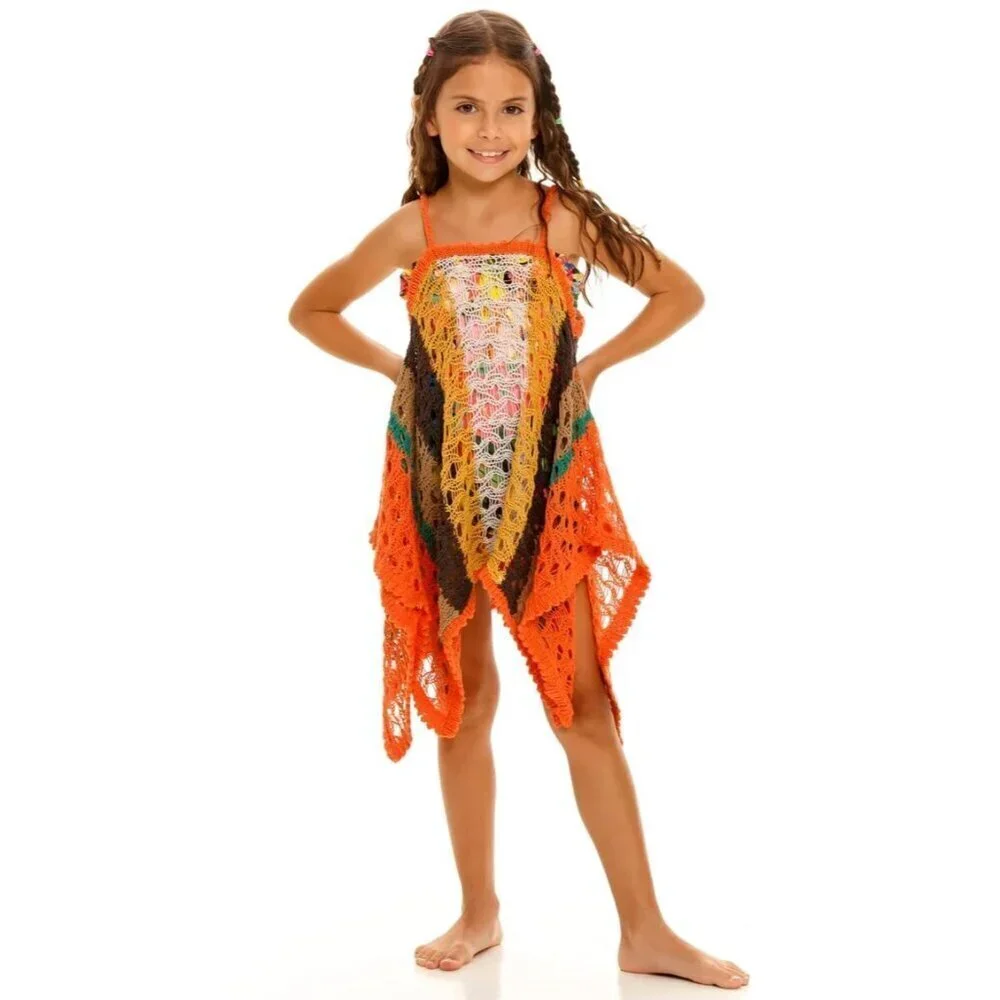 Agua Bendita Lolly Crochet Tunic Cover Up Praia Kids Size 2/4